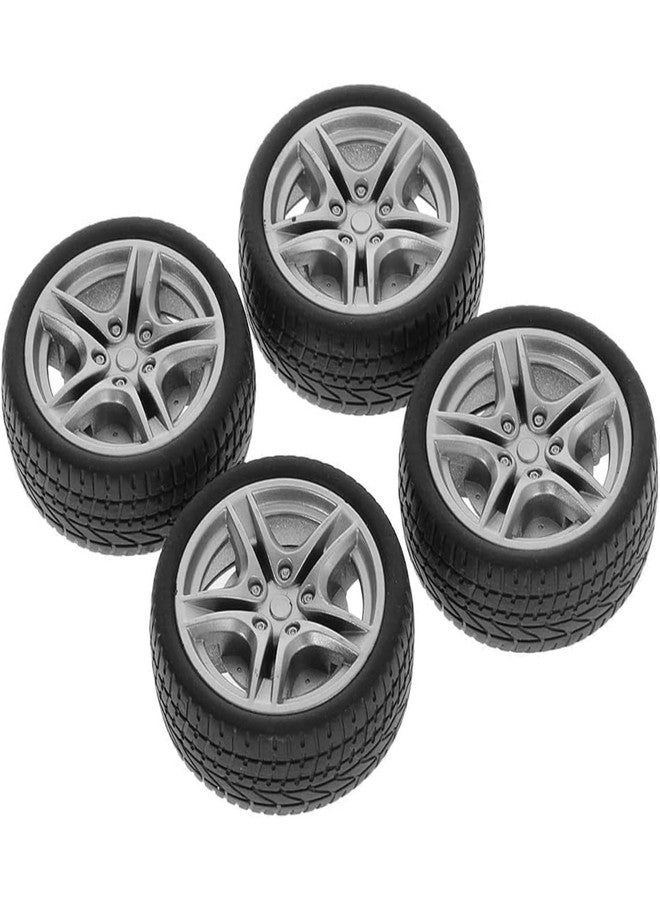 Kryoflare 4Pcs Black Rubber Tires, 48mm Simulation Wheel Set for RC Models, DIY Remote Control Vehicle Parts，DIY RC Spare Parts Easy Installation Small in Size Toy Parts - Image 1